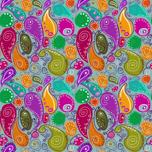 Seamless pattern of abstract Turkish cucumber on a gray background.