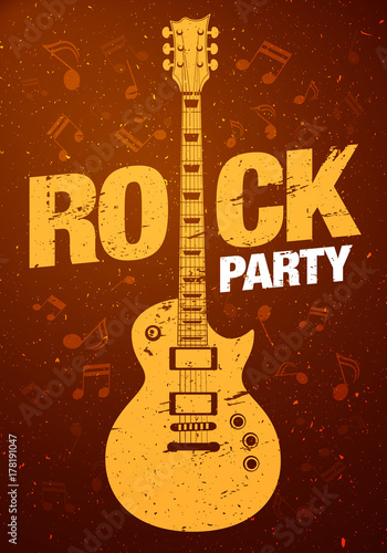 vector rock festival flyer design template with guitar