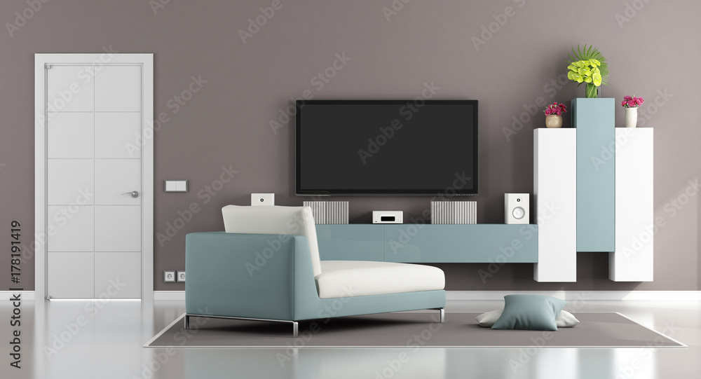 Modern living room with tv