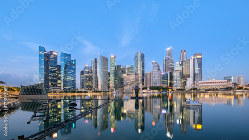 Panorama Singapore skyline financial district ,travel location at twilight time