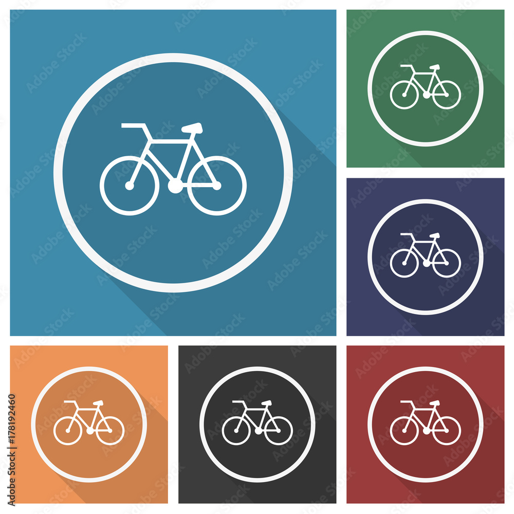 Fototapeta premium Button - Set - Schatten - Fahrrad