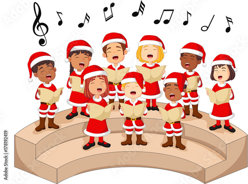 Choir girls and boys singing a song