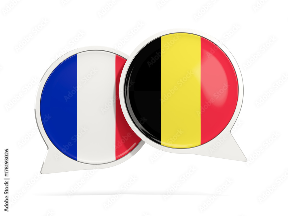 Chat bubbles of France and Belgium isolated on white
