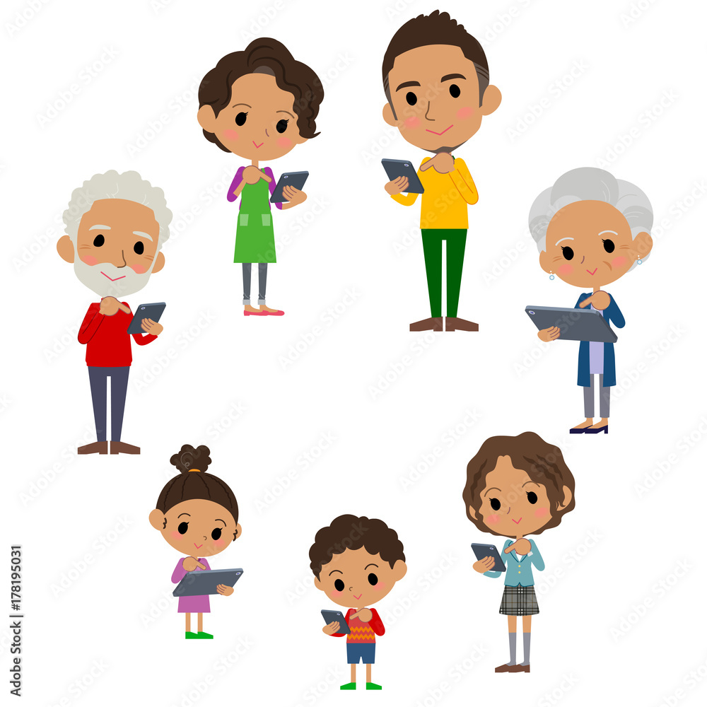 family 3 generations internet communication black_smartphone tablet round family 3 generations internet communication black_smartphone tablet round