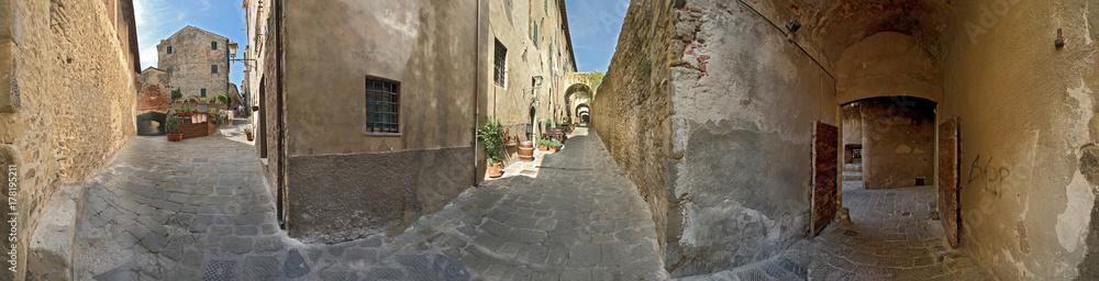 Fototapeta Castiglione della Pescaia, portale d'ingresso della cinta muraria a 360°