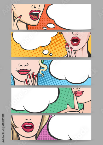 Mouth with speach bubble set