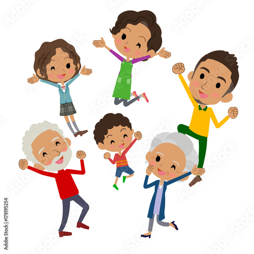 family three generations black_gather jump