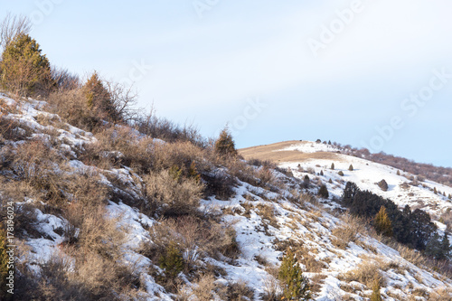 snow-capped mountains of the Tian Shan in winter