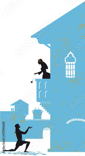 Romeo and Juliet vector illustration silhouette photo