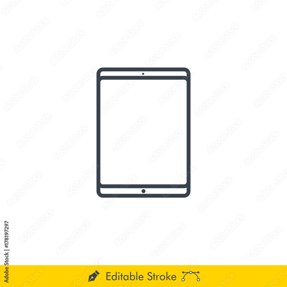 Tablet Icon / Vector - In Line / Stroke Design with Editable Stroke Tablet Icon / Vector - In Line / Stroke Design with Editable Stroke