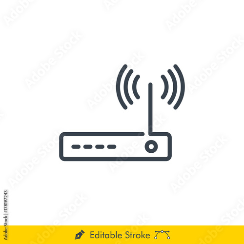 Router Icon / Vector - In Line / Stroke Design with Editable Stroke