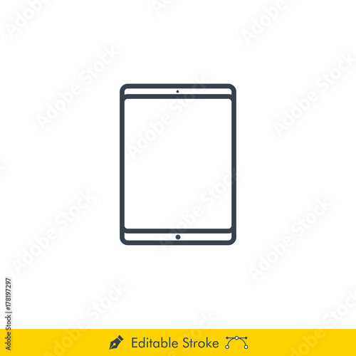 Tablet Icon / Vector - In Line / Stroke Design with Editable Stroke