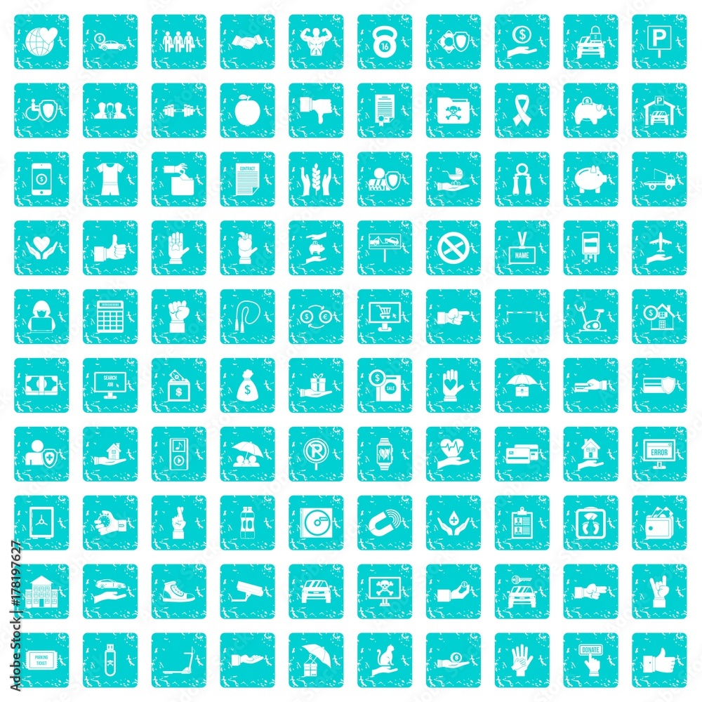 100 hand icons set grunge blue 100 hand icons set grunge blue