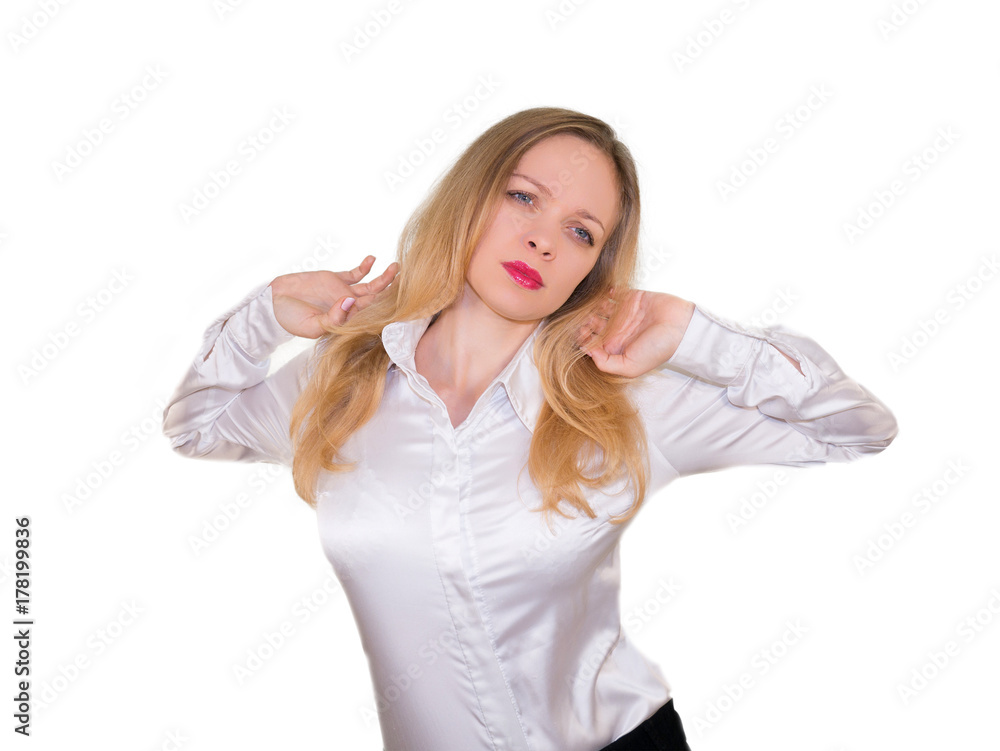 Blonde in the style business. Isolated on a white background. Mockup Blonde in the style business. Isolated on a white background. Mockup