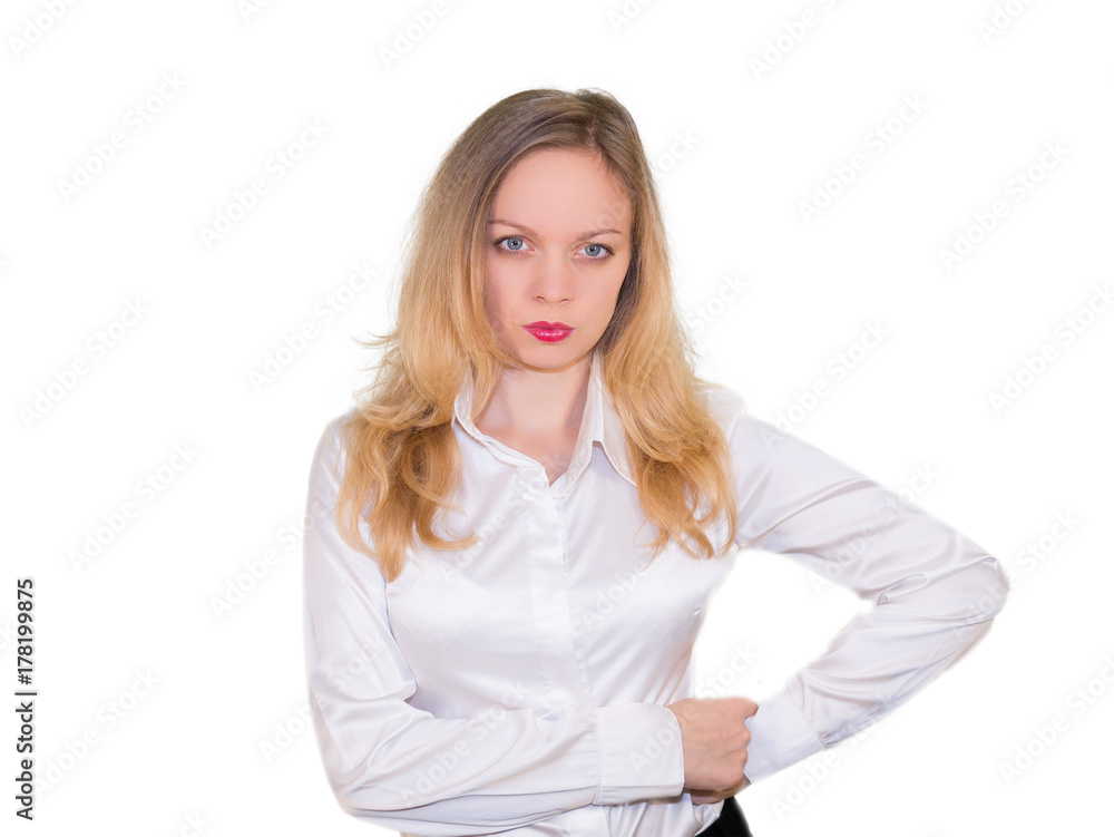 Blonde in the style business. Isolated on a white background. Mockup Blonde in the style business. Isolated on a white background. Mockup