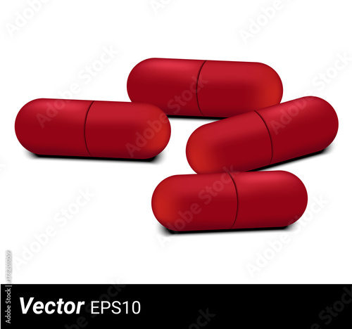 Red Capsule  Medicine Pills Background Banner Vector Design 