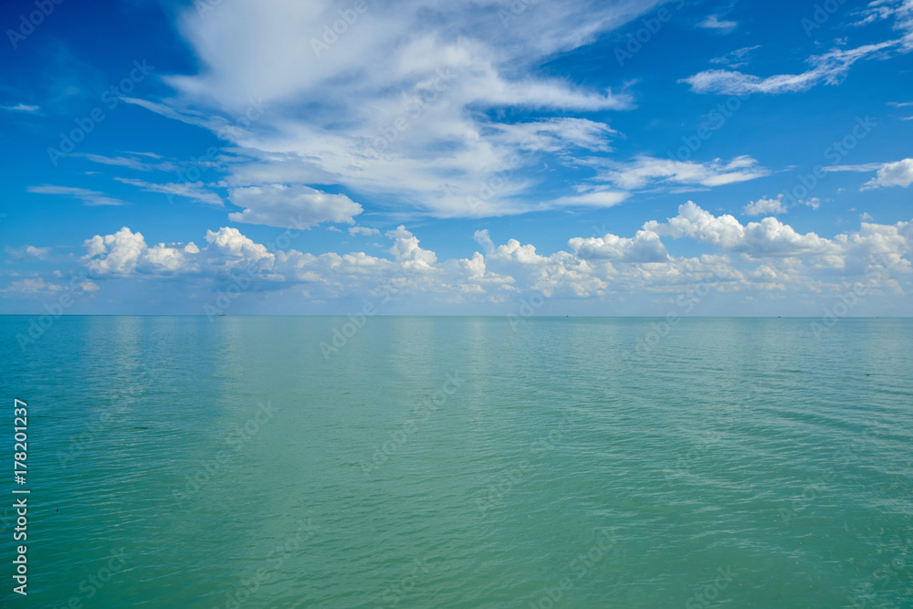 Fototapeta premium The water surface with clouds Clouds over Lake Balkhash