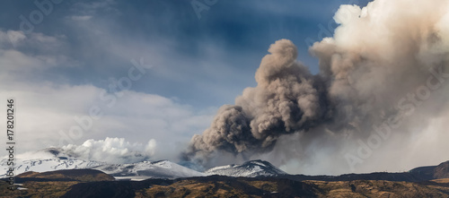 Erupting Etna volcano, Nicolosi, Sicily, Italy