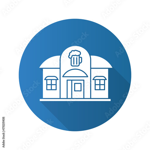Pub flat design long shadow glyph icon