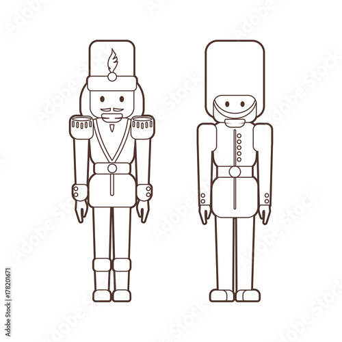Two nutcrackers soldiers in lineart style