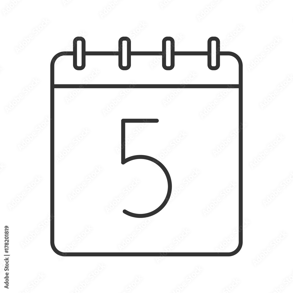 Fifth day of month linear icon Fifth day of month linear icon