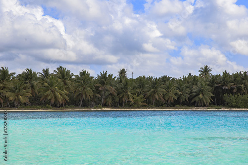 beach, ocean, Dominican republic, island, sea, Caribbean sea, tropical, cloudy, sky, palms,  sand, relax,  © Julija