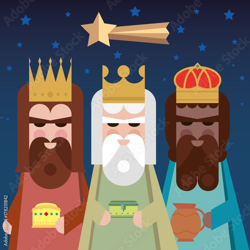 The three Kings of Orient. Wise men illustration.