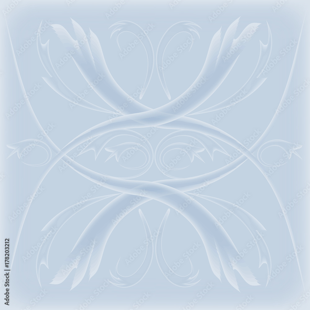 vector illustration of a symmetric frosty pattern on a blue glass background vector illustration of a symmetric frosty pattern on a blue glass background