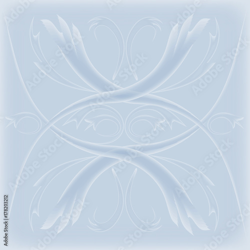 vector illustration of a symmetric frosty pattern on a blue glass background