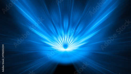 Blue glowing asteroid impact background with motion blur 8k photo
