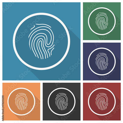 Button - Set - Schatten - Fingerabdruck - ID