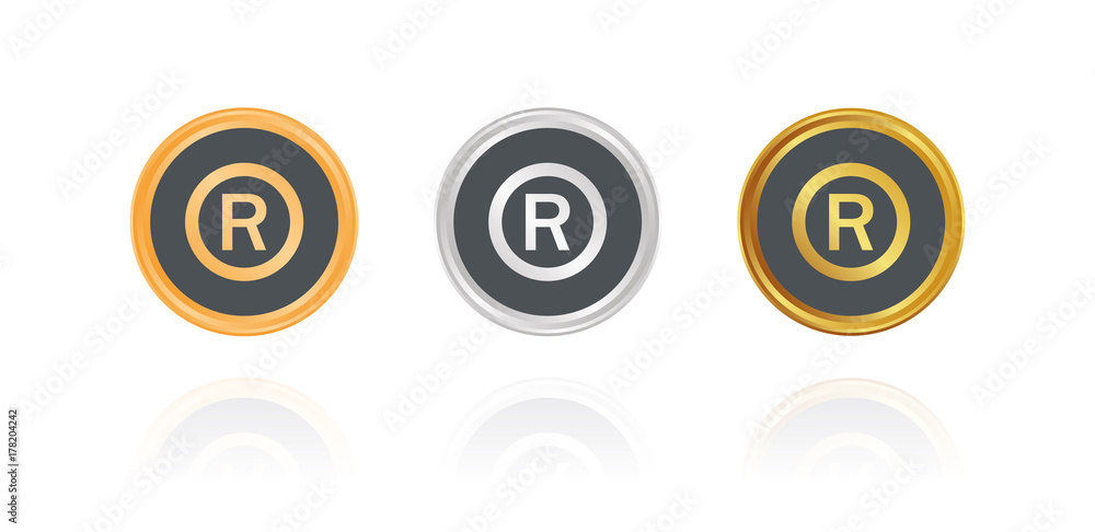 R - Schutzmarke - Bronze, Silber, Gold Buttons R - Schutzmarke - Bronze, Silber, Gold Buttons