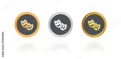 Masken - Karneval - Bronze, Silber, Gold Buttons
