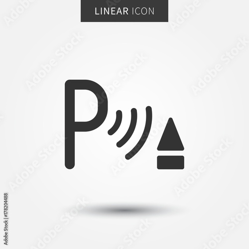 Parking assist system vector icon. Smart car assistance autopilot line art symbol.
