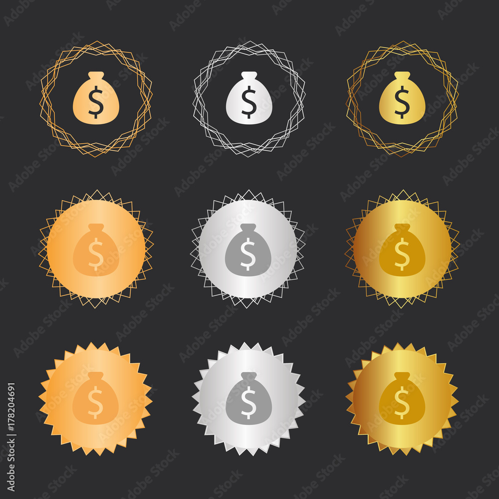 Geldsack Dollar - Bronze, Silber, Gold Medaillen Geldsack Dollar - Bronze, Silber, Gold Medaillen