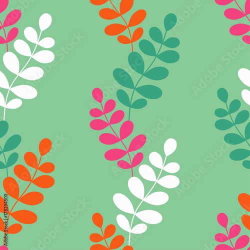 Seamless vector background with decorative branche and leaves. Pattern with plants. Textile rapport.