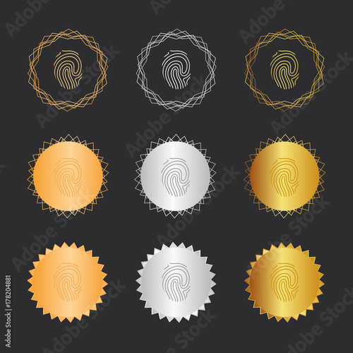 Fingerabdruck - Identifikation - Bronze, Silber, Gold Medaillen