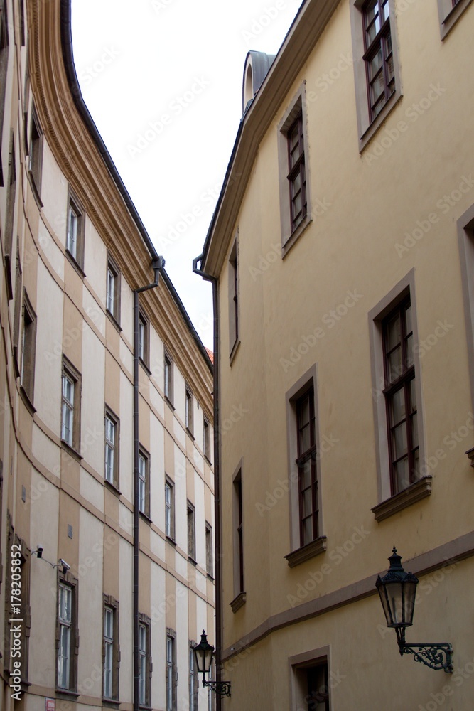 facades of historical streets in prague