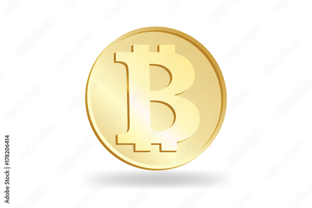 The gold sign of Bitcoin. Coin isolated on white background. The gold sign of Bitcoin. Coin isolated on white background.