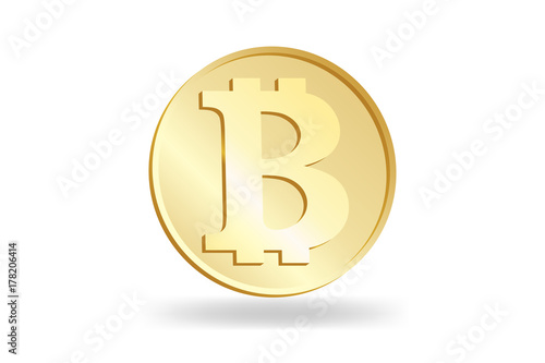 The gold sign of Bitcoin. Coin isolated on white background.