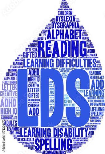 LDs Word Cloud on a white background. 