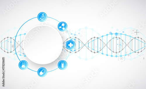 Science template, wallpaper or banner with a DNA molecules.