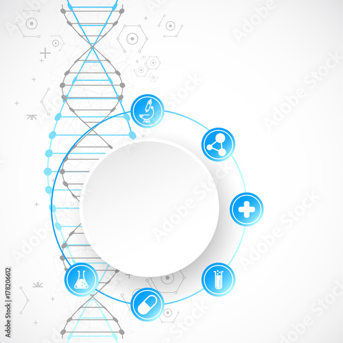 Science template, wallpaper or banner with a DNA molecules.