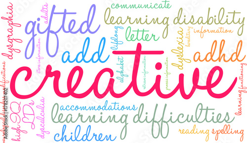 Creativity LDs Word Cloud on a white background. 