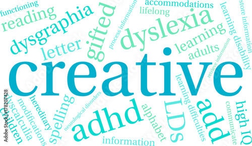 Creativity LDs Word Cloud on a white background. 