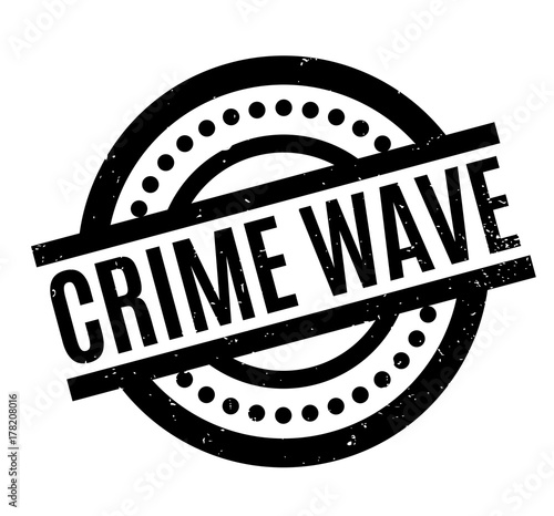 Crime Wave rubber stamp. Grunge design with dust scratches. Effects can be easily removed for a clean, crisp look. Color is easily changed.