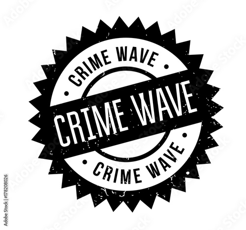 Crime Wave rubber stamp. Grunge design with dust scratches. Effects can be easily removed for a clean, crisp look. Color is easily changed.