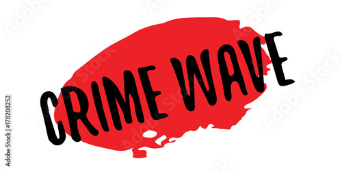 Crime Wave rubber stamp. Grunge design with dust scratches. Effects can be easily removed for a clean, crisp look. Color is easily changed.