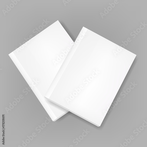 Set of two thin book/magazine template on isolated background. Mockup template ready for design.