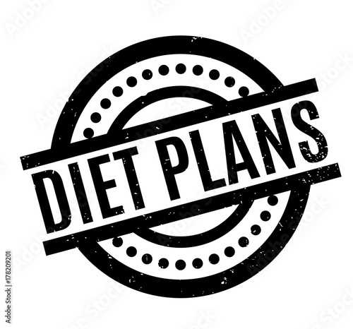 Diet Plans rubber stamp. Grunge design with dust scratches. Effects can be easily removed for a clean, crisp look. Color is easily changed.